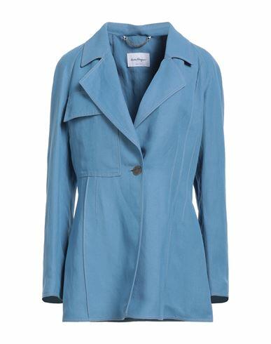 Ferragamo Woman Blazer Pastel blue Viscose, Linen Cover