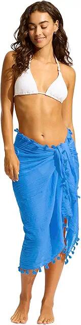 Seafolly Beach Edit Cotton Gauze Sarong (Azure) Women's Swimwear Cover