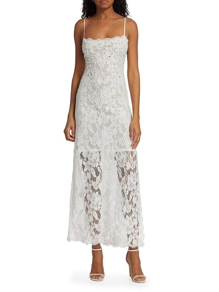 Hemant & Nandita Women's Reet Embellished Lace Maxi Slipdress - White Cover