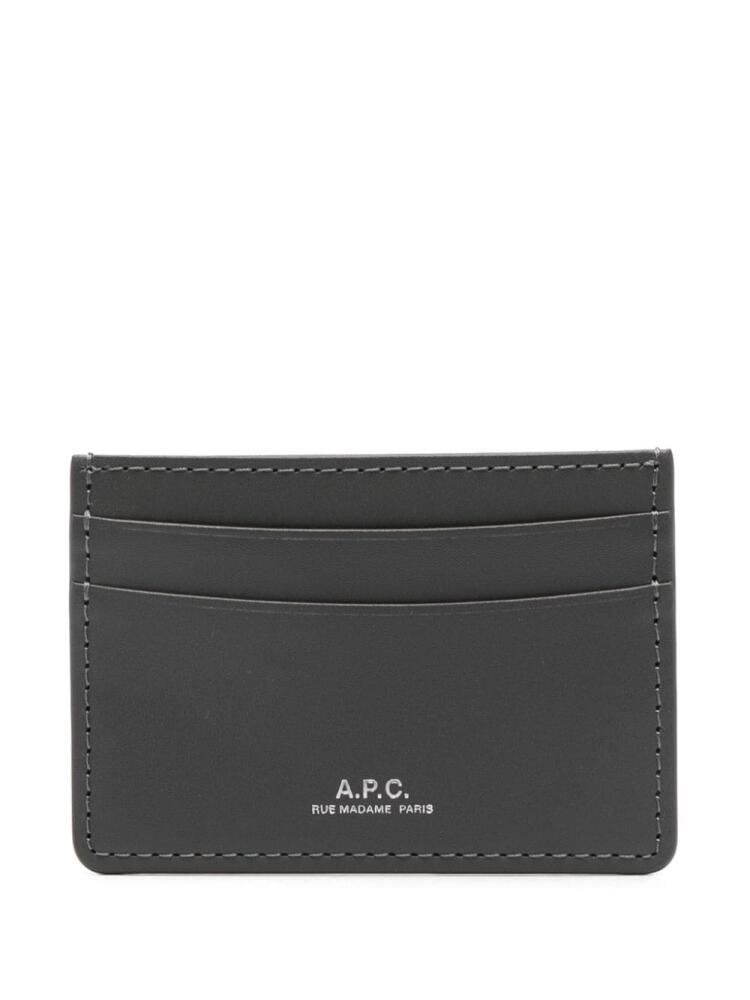 A.P.C. logo-stamp cardholder - Grey Cover