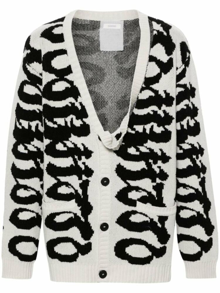 KUSIKOHC pattern-jacquard wool cardigan - White Cover