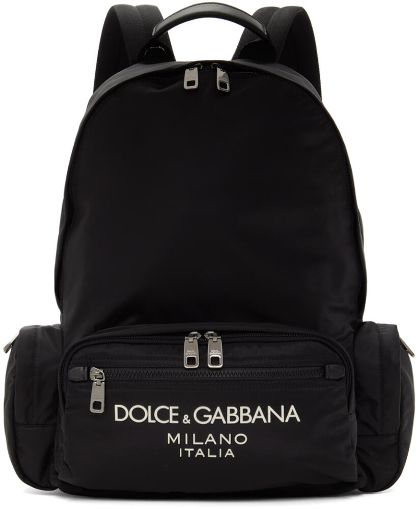 Dolce&Gabbana Black Nylon Rubberized Logo Backpack Cover