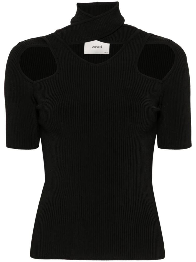 Coperni cut-out ribbed-knit T-shirt - Black Cover