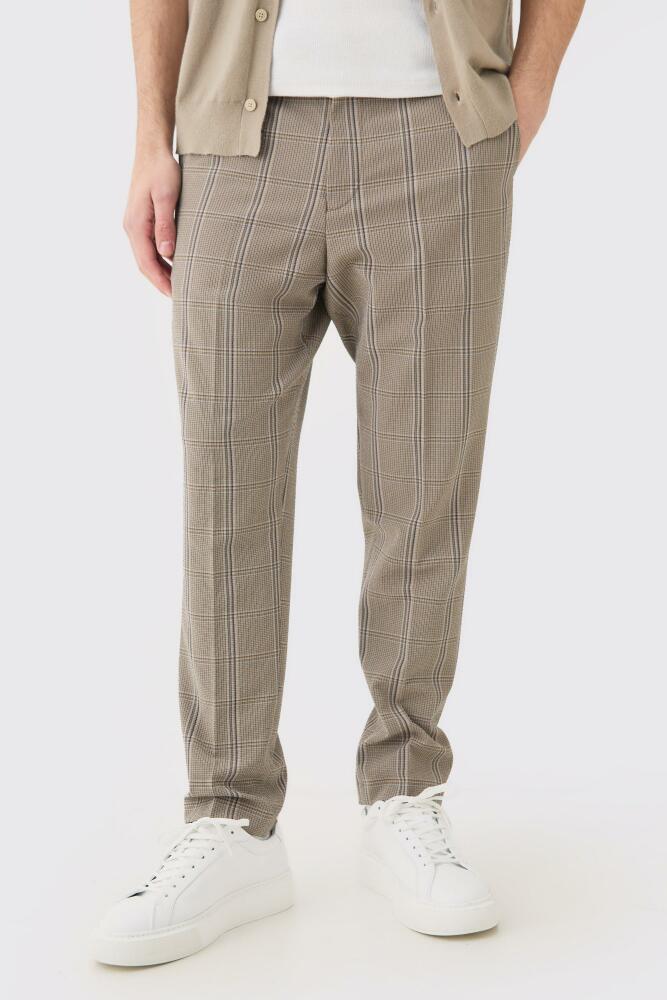 boohoo Mens Stretch Textured Flannel Dress Pants - Brown Cover