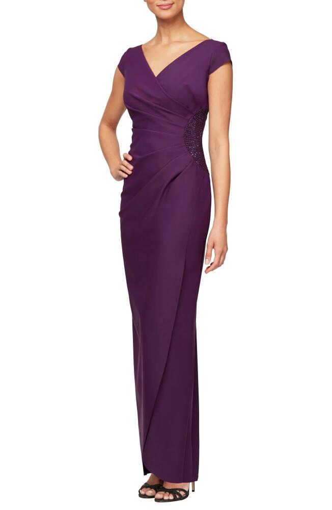 Alex Evenings Embellished Jersey Column Formal Gown in Summer Plum Cover