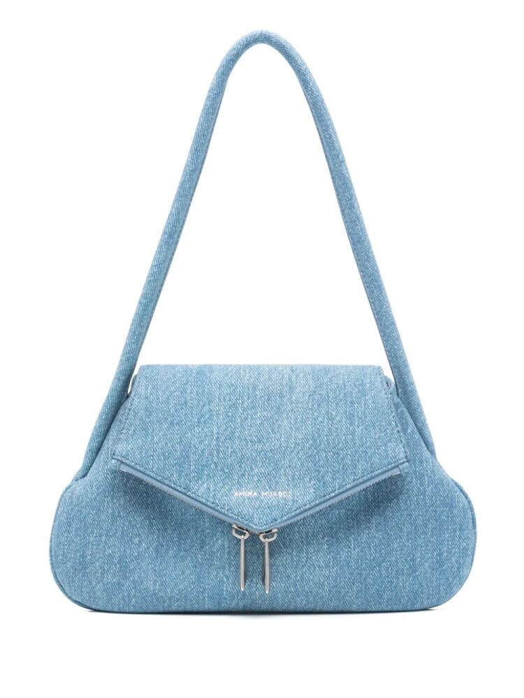 Amina Muaddi Gemini suede shoulder bag - Blue Cover