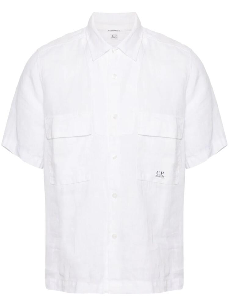 C.P. Company logo-print linen shirt - White Cover