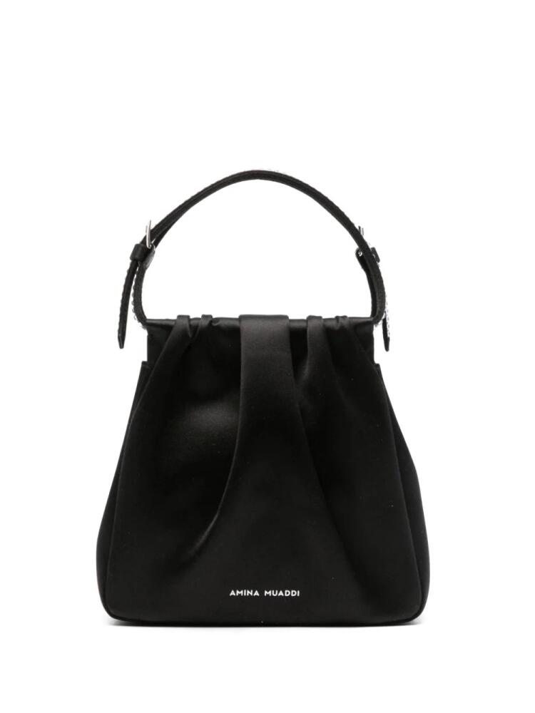 Amina Muaddi Vittoria Crystal satin tote bag - Black Cover