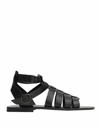 8 By Yoox Leather Gladiator Sandal Man Sandals Black Calfskin Cover