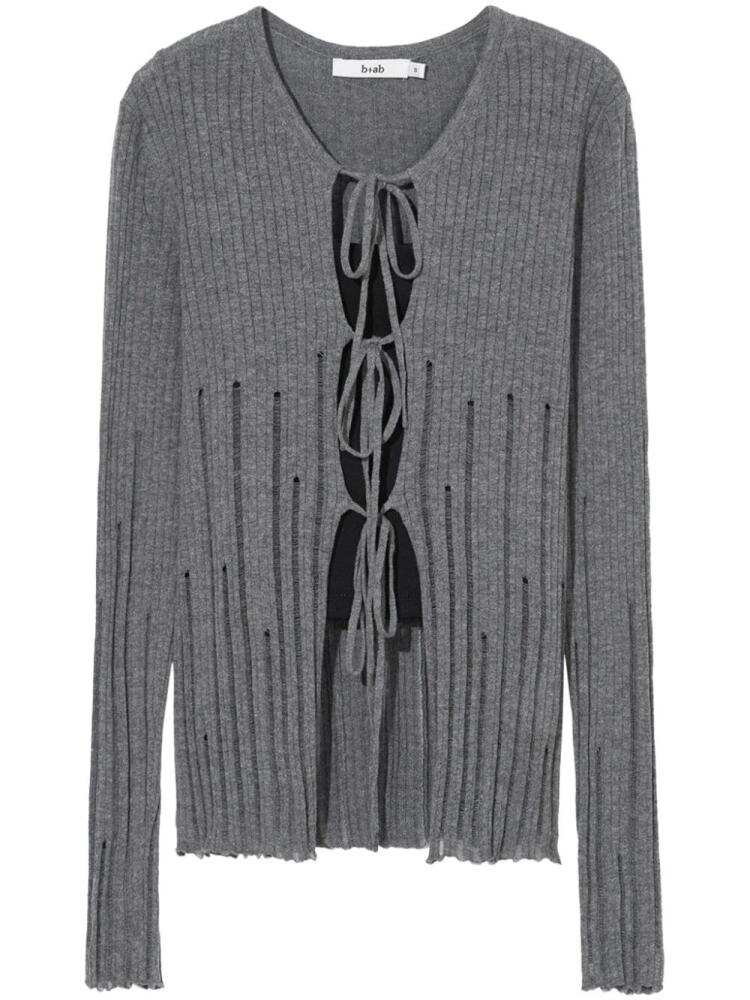 b+ab distressed-effect ribbed-knit cardigan - Grey Cover