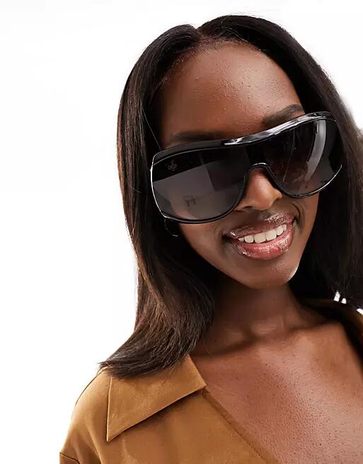 Jeepers Peepers oversized wrap sunglasses in brown Cover