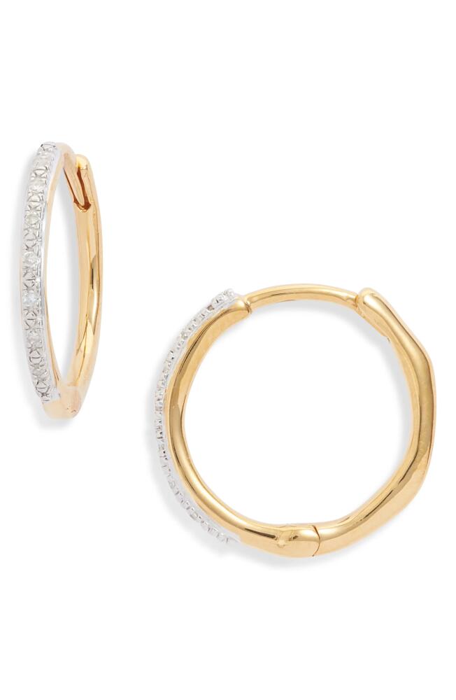 Monica Vinader Small Riva Wave Diamond Hoop Earrings in Yellow Gold Cover