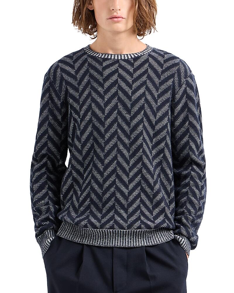 Emporio Armani Allover Bicolor Chevron Jacquard Wool Sweater Cover