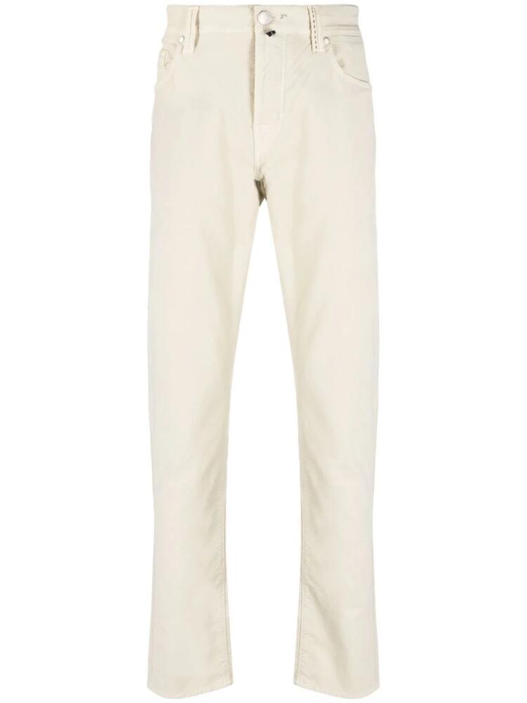 Sartoria Tramarossa Leonardo logo-patch slim-fit trousers - Neutrals Cover