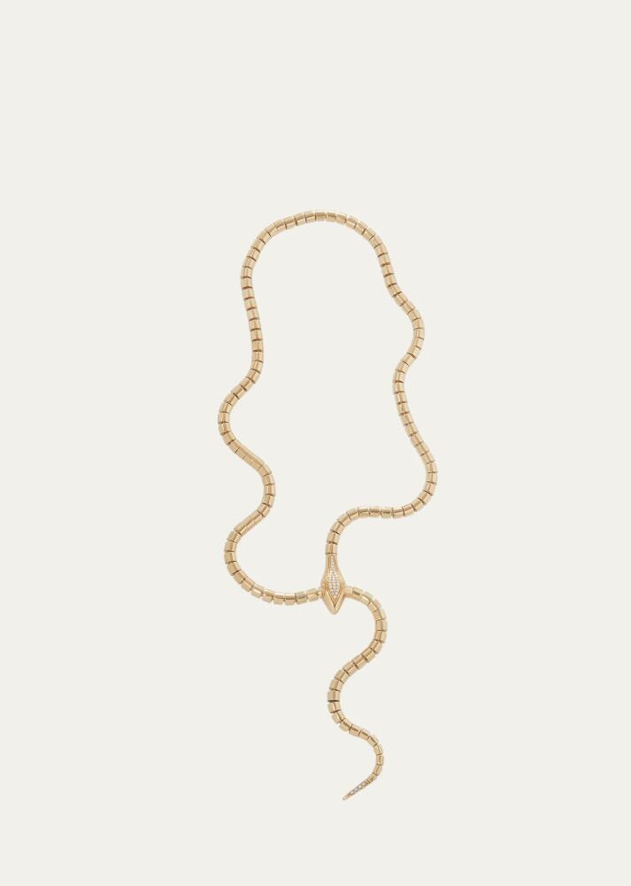 Sidney Garber 18K Yellow Gold Wrap Around Snake Lariat Necklace with Diamonds Cover