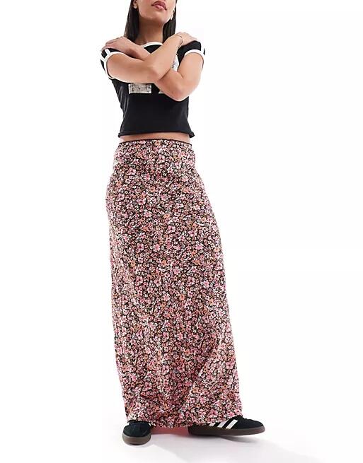 Miss Selfridge picot trim bias maxi skirt in multicolor floral Cover