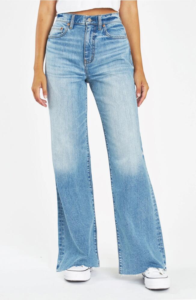 DAZE Far Out High Waist Raw Hem Wide Leg Jeans in Fools Gold Cover