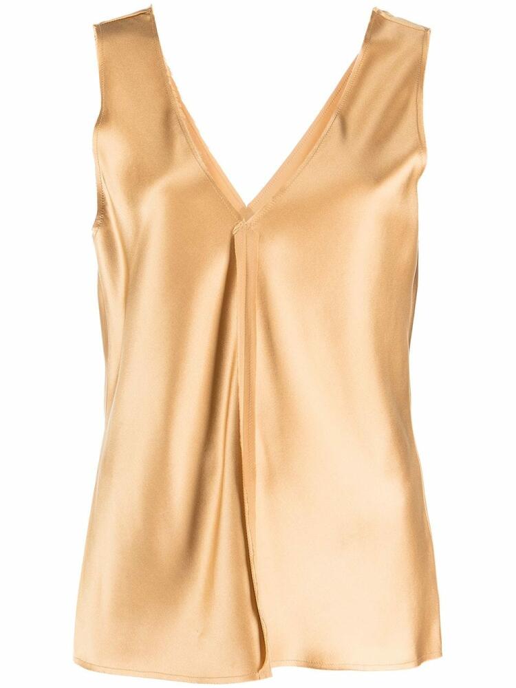 VOZ raw-cut silk tank top - Gold Cover