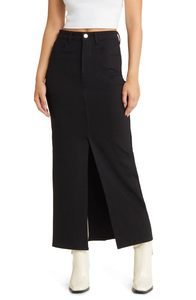 BLANKNYC Slit Front Ponte Maxi Skirt in Midnight Train Cover