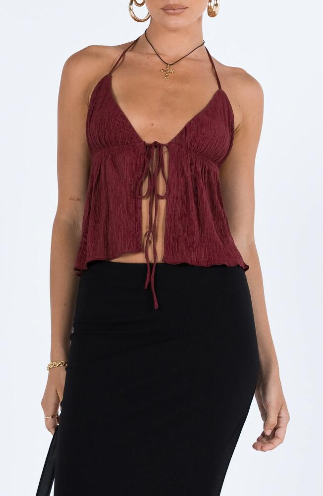 Princess Polly Chantria Split Tie Front Halter Top in Burgundy Cover