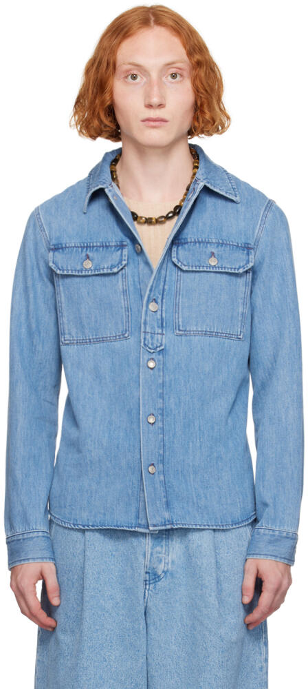 Dries Van Noten Blue Washed Denim Shirt Cover