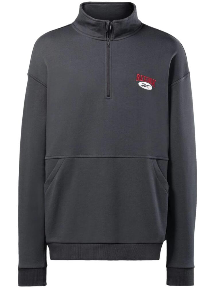 Reebok logo-embroidered quarter-zip sweatshirt - Grey Cover