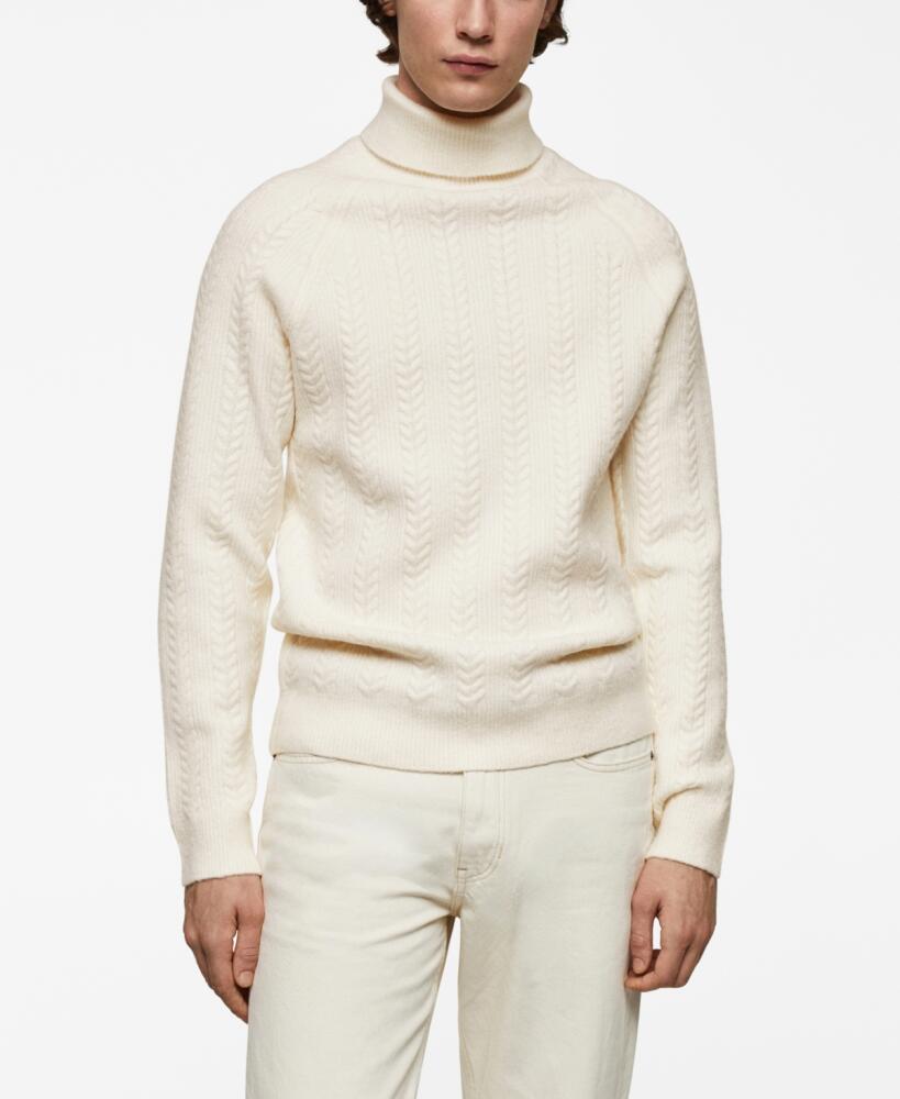 Mango Men's Twisted Turtleneck Sweater - Off White Cover