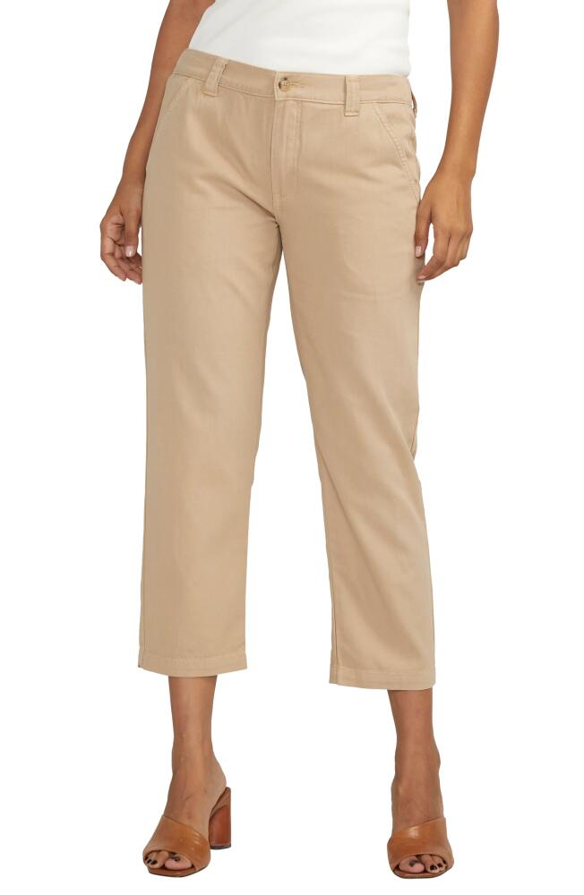 JAG Crop Straight Leg Cotton & Linen Chinos in Hummus Cover