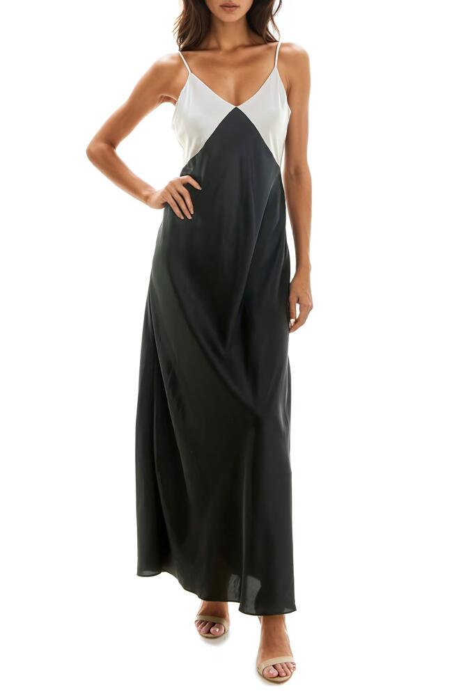 Socialite Colorblock Maxi Slipdress in Black/Champange Cover