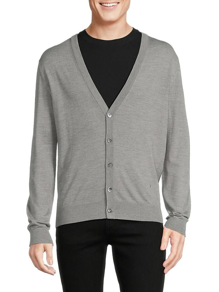 Isaia Men's V-Neck Wool Cardigan - Grey Cover