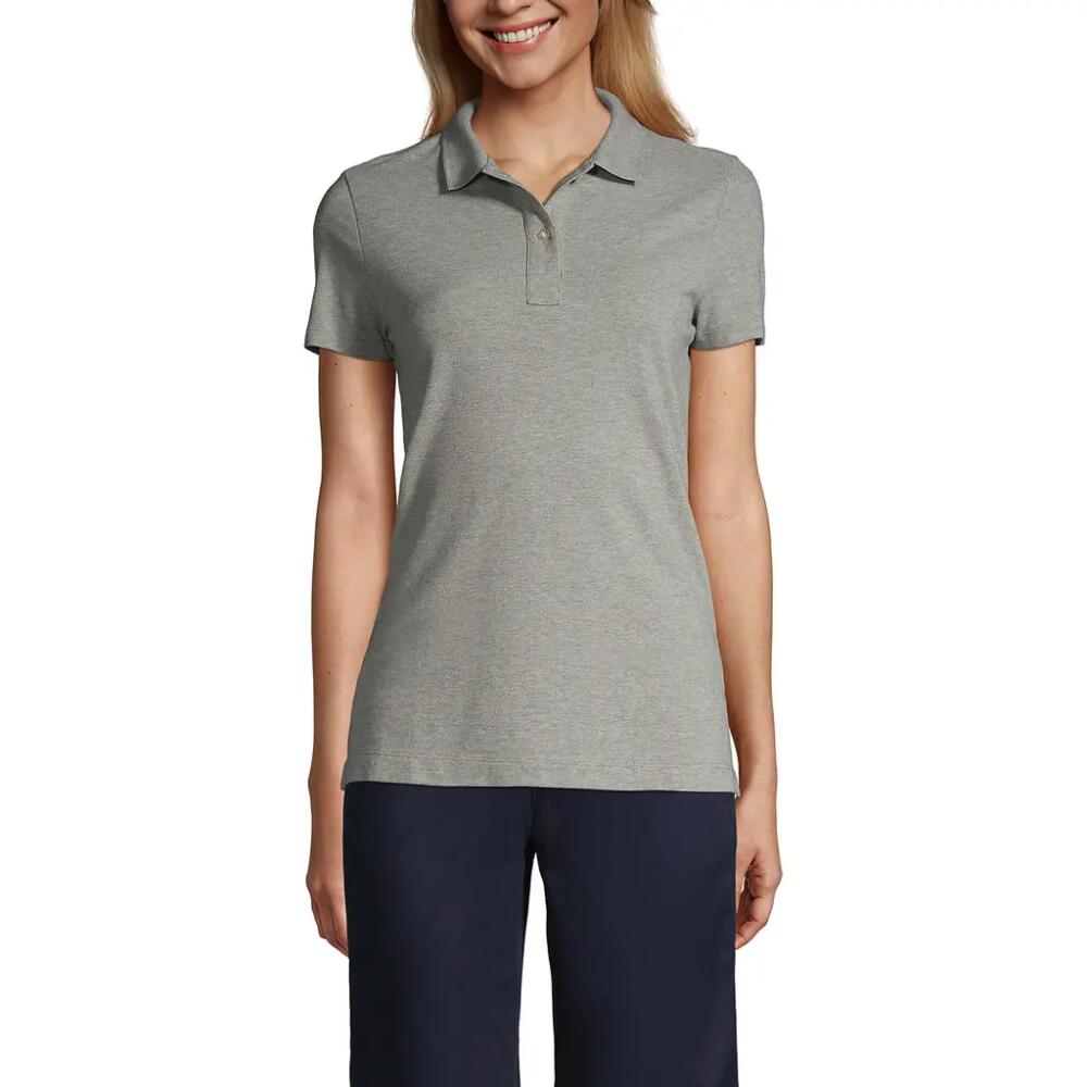 Lands' End School Uniform Young Short Sleeve Feminine Fit Mesh Polo Shirt in Gray Heather Cover