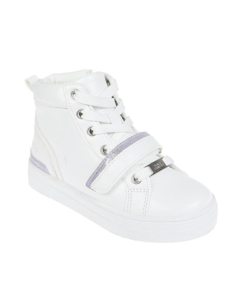 Vince Camuto Big Girl's Fashion Athletic Sneakers with Sugar Glitter Polyurethane Sneakers - White Cover