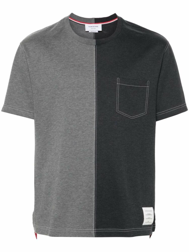 Thom Browne two-tone cotton T-shirt - Grey Cover