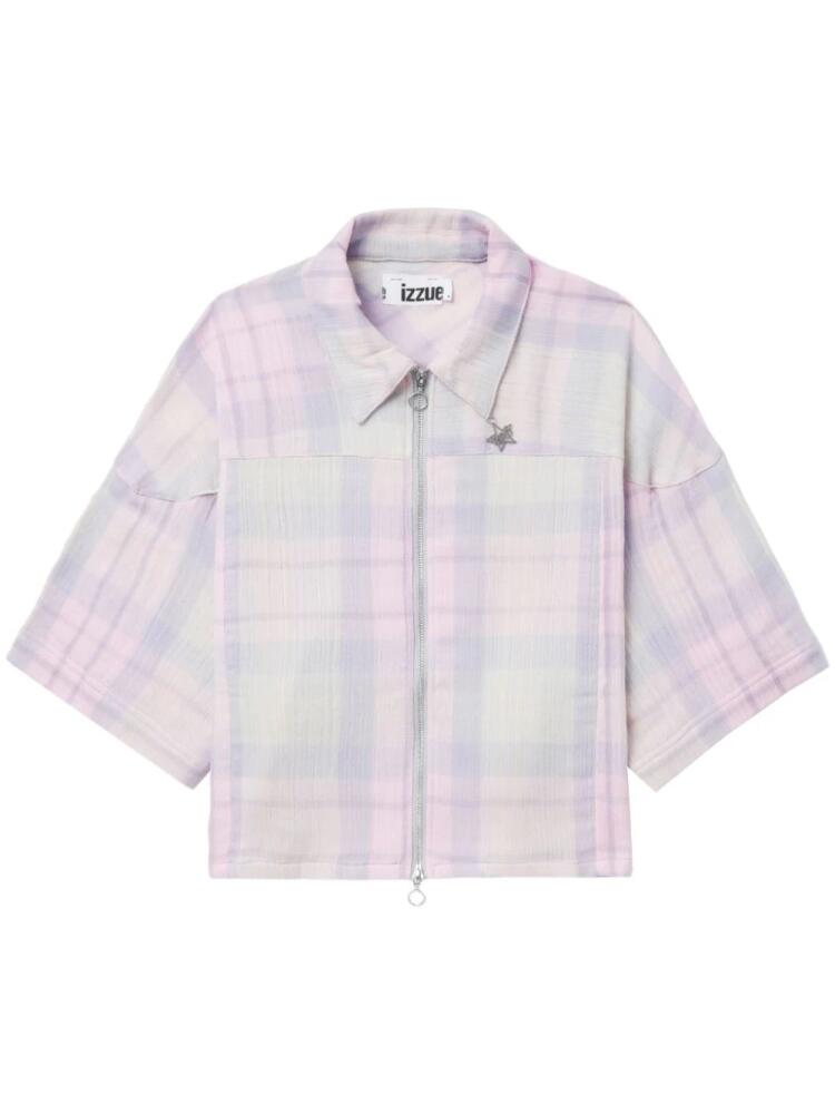 izzue plaid-check cotton shirt - Pink Cover