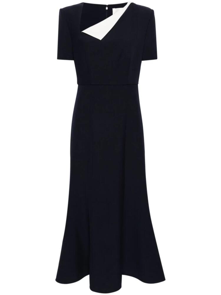 Roland Mouret asymmetric-neck crepe maxi dress - Blue Cover