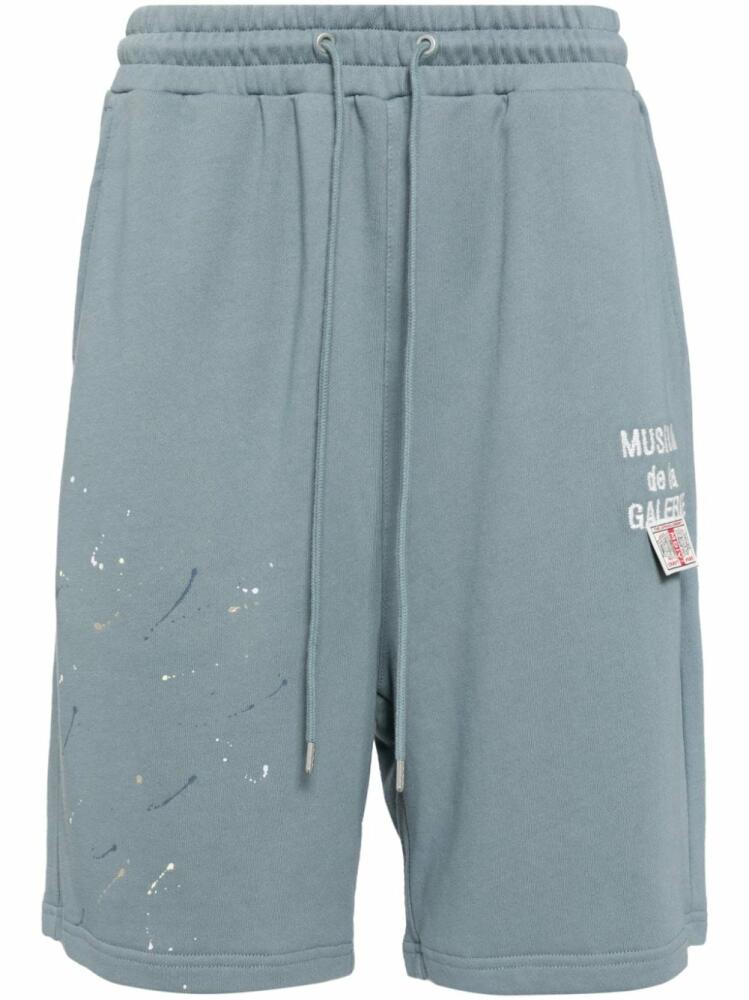 Musium Div. logo-embroidered cotton track shorts - Blue Cover