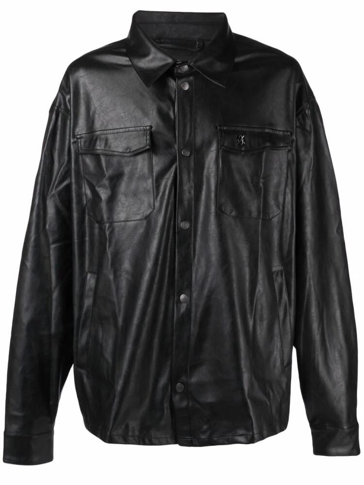 Daily Paper long-sleeved faux-leather shirt - Black Cover