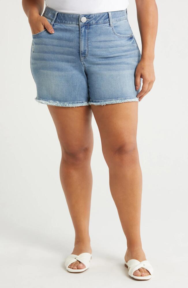 Wit & Wisdom 'Ab'Solution Frayed High Waist Denim Shorts in Light Blue Vintage Cover