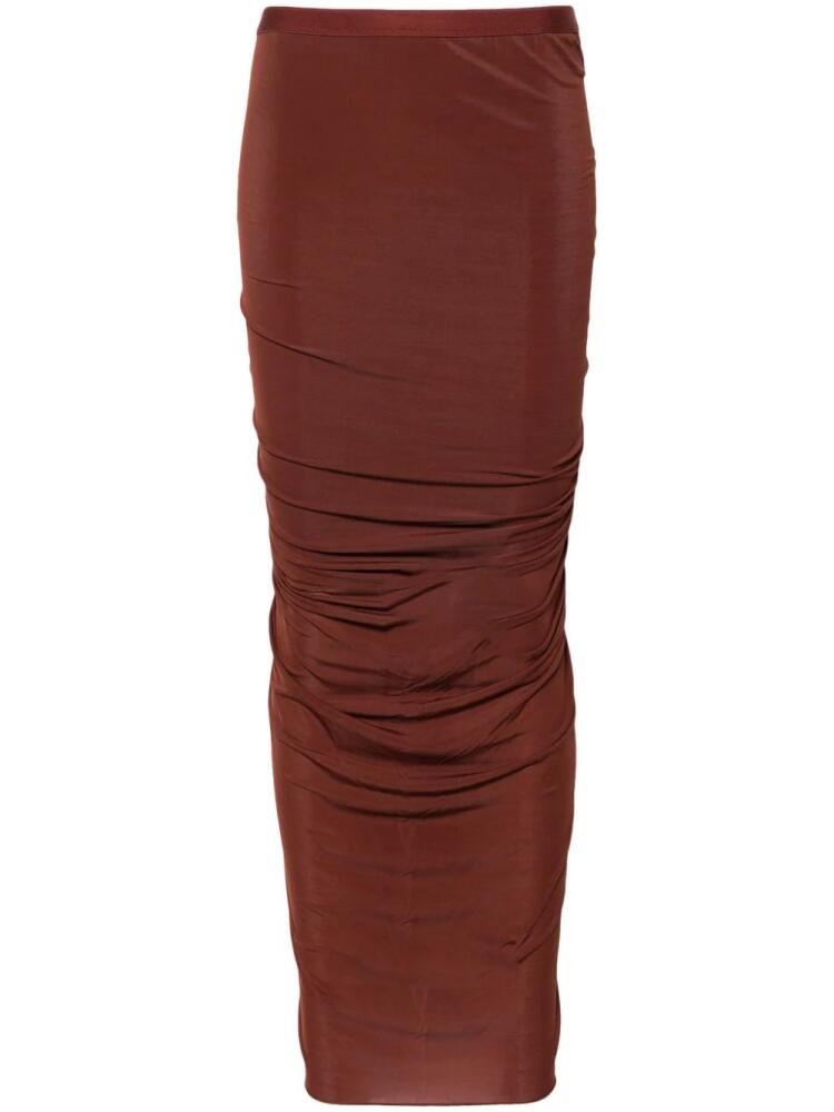 Rick Owens Shrimp ruched midi skirt - Brown Cover