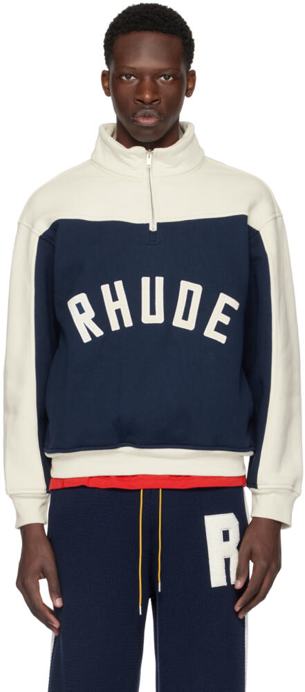 Rhude Off-White & Navy Contrast Sweatshirt Cover