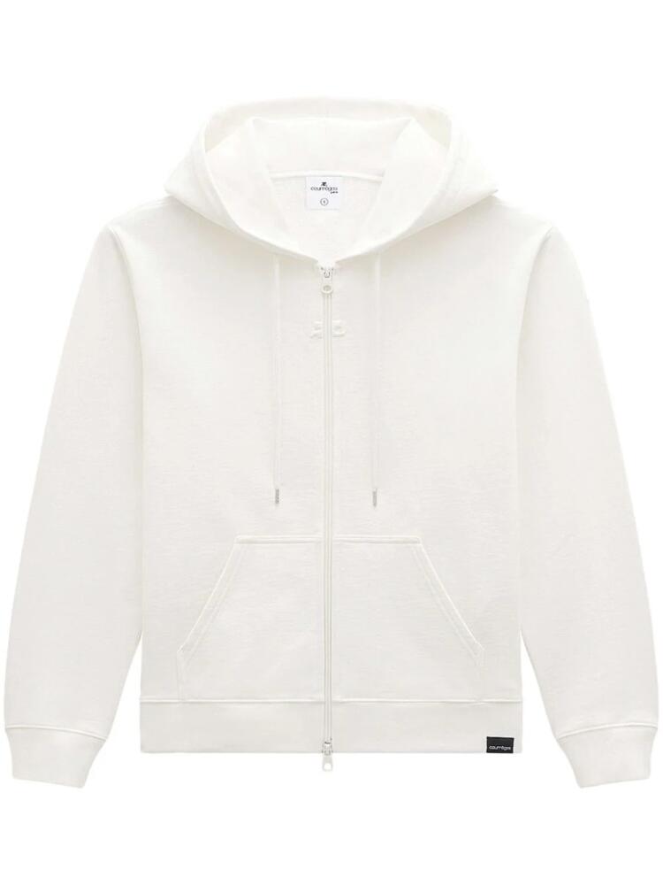 Courrèges logo-patches zip-up hoodie - White Cover