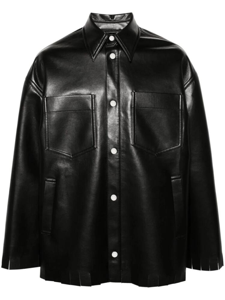 Nanushka fringed faux-leather shirt jacket - Black Cover