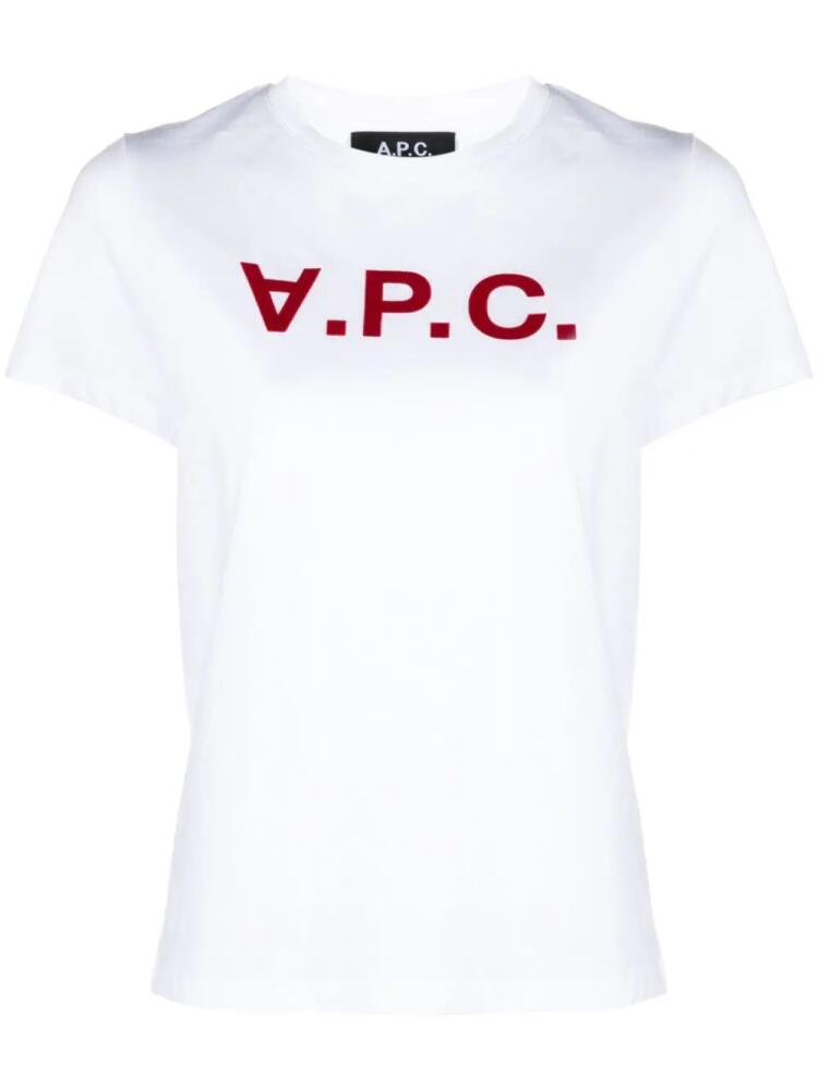 A.P.C. flocked-logo cotton T-shirt - White Cover