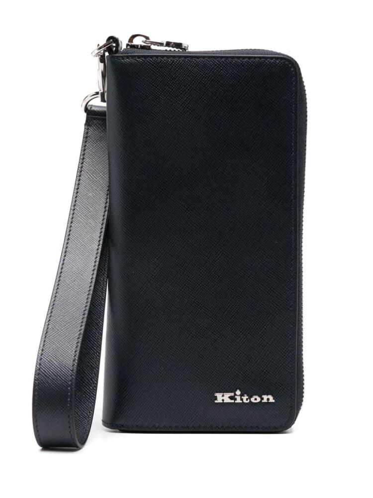 Kiton logo-lettering wallet - Blue Cover