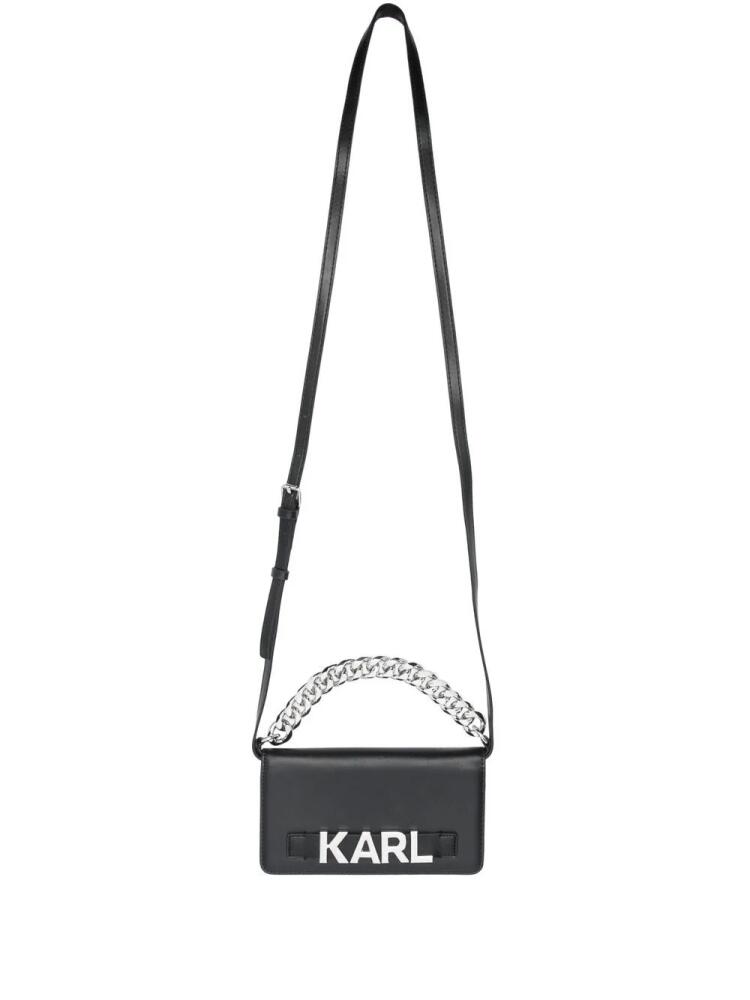 Karl Lagerfeld logo-lettering leather phone case - Black Cover