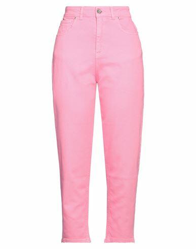 Brand Unique Woman Pants Pink Cotton, Elastane Cover