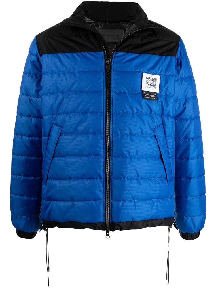 Fumito Ganryu colour-block puffer jacket - Blue Cover