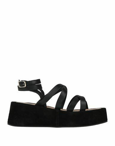 Janet & Janet Woman Sandals Black Leather Cover