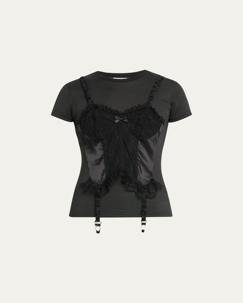 VAQUERA Ruffle Corset Overlay T-Shirt Cover