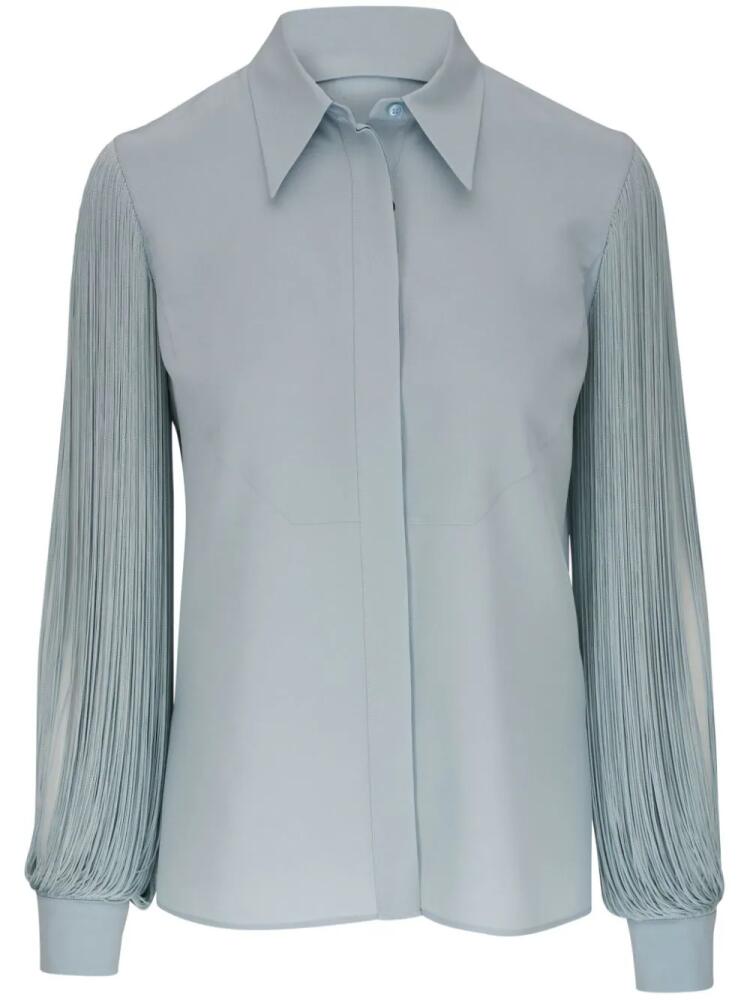 Akris straight-collar silk blouse - Blue Cover